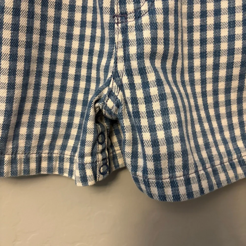 Gymboree rainbow tag vintage blue white plaid check sun shortalls overalls small